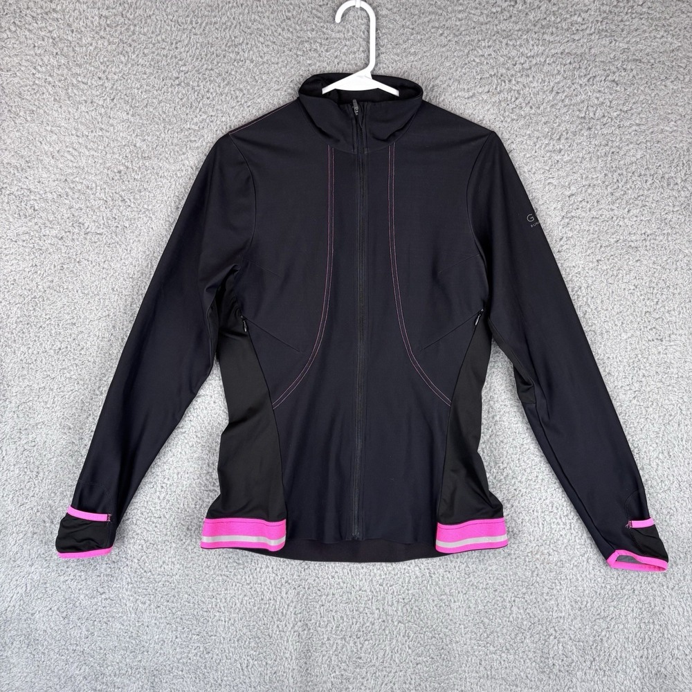 Gore Running Wear Jacket Women Medium Black Pink Wind Stopper Soft Shell Pockets